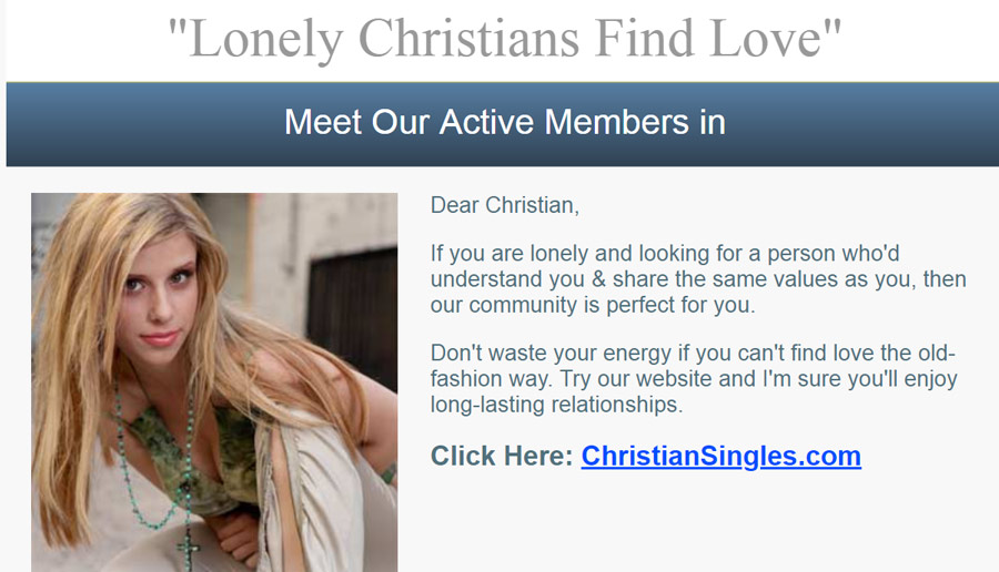 Christian dating landing page